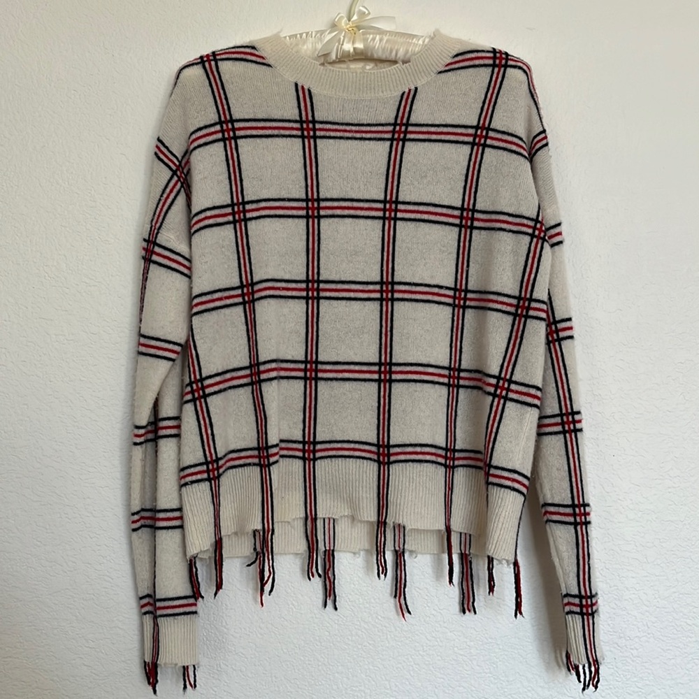 Aqua Cashmere Distressed string sweater